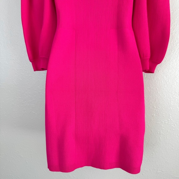 Endless Rose pink puff sleeve knit sweater mini dress M - Picture 10 of 12